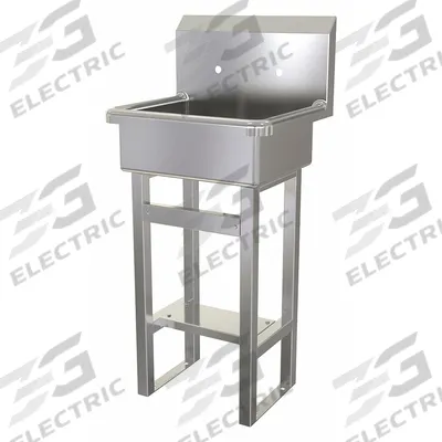 SANI-LAV Hand Sink: 43 1/2 in Overall Ht, 17 in Bowl Lg, 7 in Bowl Dp, 2 Faucet Holes - One-Station Freestanding Hand Sinks without Faucets