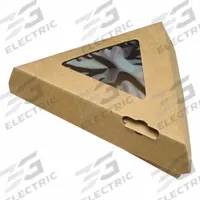 READY FRESH Carry-Out Food Container: 2 in Ht, 9 in Wd, 8 1/4 in Dp, Paper, Hinged Lid, 300 PK (MPN RF-PZZAW). Key specifications — Brand: READY FRESH; Color: Kraft; Material: Paper; Microwave Safe: Yes; Product Type: Carry-Out Food Container (Pizza slice); Shape: Triangle; Closure Type: Hinged Lid.