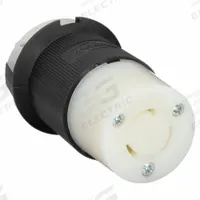 HUBBELL Locking Connector: Non-NEMA, Black/White, 250V AC, 30 A Current Rating, 2 Poles, 3 Wires (MPN HBL3333GC). Key specifications — Brand: HUBBELL.