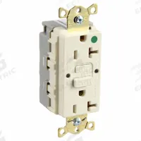 HUBBELL GFCI Receptacle: Hospital Grade Fed. Spec., Decorator Duplex, 5-20R, Light Almond, GFCI (MPN SNAPGFTW83LA)