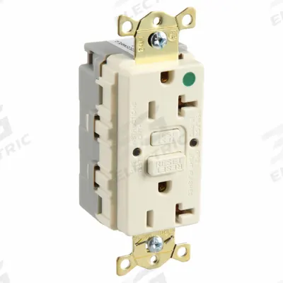 HUBBELL GFCI Receptacle: Hospital Grade Fed. Spec., Decorator Duplex, 5-20R, Light Almond - General Purpose Receptacles