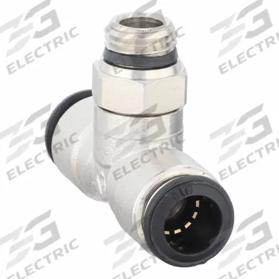 AIGNEP USA Push-Fit Tee Fitting: 10 mm OD x 10 mm OD x 1/4 in Pipe Size, Nickel, Silver - Nickel-Plated Brass Tube Fittings