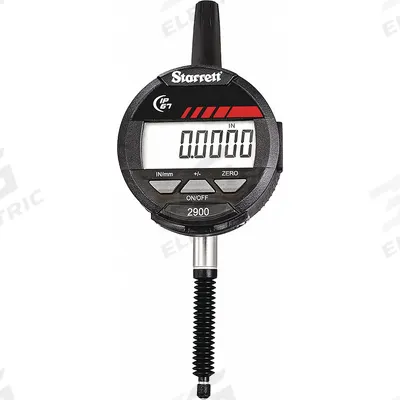STARRETT Digital Indicator: 0 in to 1 in /0 mm to 25 mm, Inch/Metric, +/- 0.001 in Accuracy - Digital Indicators with Non-Removable Flat Back