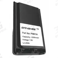 BANSHEE Radio Battery: Fits Vertex Std, For VX-230 Series, 2,000 mAh, Lithium Ion, QVB-104. Key specifications — Manufacturer Part Number: QVB-104; Brand: BANSHEE; Compatible Radio Brand: Vertex Standard; Battery Type: Lithium Ion; Waterproof: No; Compatible Radio Series: VX-230; Compatible Radio Type: Handheld; Compatible Radio Manufacturer Model Number: FNB104.