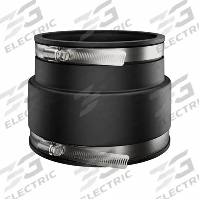 FERNCO Flexible Pipe Straight: PVC, For 4 in Pipe, Clay x PVC/Copper/Iron/Steel - Flexible Transition Pipe Fittings