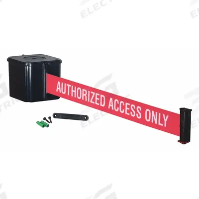 RETRACTA-BELT Wall Mounted Retractable Belt Barrier: Removable Mounting Plate, 30 ft Belt Lg - Wall-Mount Retractable Belt Barriers