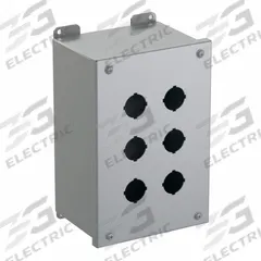 HAMMOND Push Button Enclosure: 30mm, 6 Holes, Carbon Steel, NEMA 12/13 (MPN 1437H). Key specifications — attr211299: HAMMOND; attr1043605: Oil-Tight and Dust-Tight.