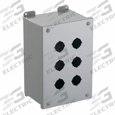 HAMMOND Push Button Enclosure: 30mm, 6 Holes, Carbon Steel - Enclosures for 30mm Operators
