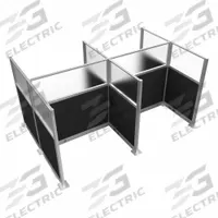 VERSARE Cubicle Kit: 72 in Overall Ht, 48 in_72 in Overall Wd, 8 Panels, Black, Fabric/Polycarbonate (MPN HPEK-4P4-S-BLK-FR). Key specifications — Panel Color: Black; Brand: VERSARE; Panel Material: Polycarbonate; Window Style: Frosted.