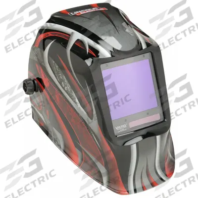 LINCOLN ELECTRIC Welding Helmet: Auto-Darkening, 4 Arc Sensors, Black/Red/Silver - Auto-Darkening Welding Helmets - Graphic