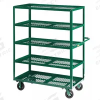 LITTLE GIANT Utility Cart: 2,000 lb, 5 Shelves, 60 in L x 30 in W Shelf, 12 in Between Shelves, Flat (MPN 5MLP-3060-6MR-G). Key specifications — Brand: LITTLE GIANT; Caster Wheel/Tread Material: Rubber; Caster/Wheel Configuration: (2) Rigid.