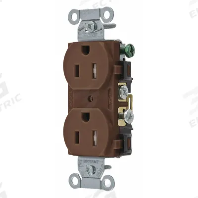 BRYANT Receptacle: Duplex, 5-15, Brown, 125V AC, 15 A, 2 Pole / 3 Wire (MPN CBRS15WR) - General Purpose Receptacles