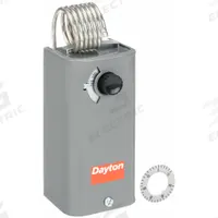 DAYTON Line Volt Mechanical Tstat: Heat or Cool, Steel, 30° to 110°F, 3.5°F, Hydraulic Air Coil (MPN 1UHH3). Key specifications — attr400419: 120 to 270V AC; attr400424: (2) SPDT, Open/Close on Rise; attr400415: 30° to 110°F; attr400417: 3.5°F; attr400418: Hydraulic Air Coil; attr400408: Heat or Cool; attr408361: DAYTON; attr400410: Steel.