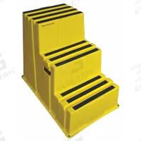 APPROVED VENDOR Step Stool: 3 Steps, 2.4 ft Overall Ht, 500 lb Load Cap, Plastic, 2.4 ft Standing Ht (MPN 44ZJ63). Key specifications — Brand: APPROVED VENDOR; Color: Yellow; Includes: Replacement Foot Pads.