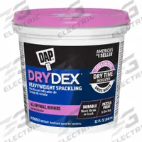 DAP Spackle: DryDex, 32 oz Container Size, Pail, White (MPN 12330). Key specifications — Color: White; Series: DryDex; Brand: DAP.