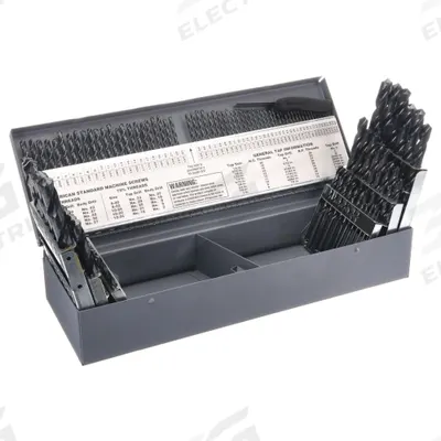 CHICAGO-LATROBE Jobber Length Drill Bit Set: 114 Pc, 118° Point - General Purpose High-Speed Steel Jobber-Length Drill Bit Sets