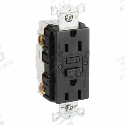 HUBBELL GFCI Receptacle: Duplex, 5-15, Black, GFCI, 125V AC, 15 A, 2 Pole / 3 Wire (MPN GFRWR15BLK) - General Purpose Receptacles