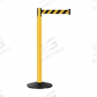 RETRACTA-BELT Barrier Post with Belt: Black/Yellow, Diagonal Stripe, No Legend, 7 ft Belt Lg, Yellow (MPN P101YA-BYD7). Key specifications — Base Material: ABS; Belt Color: Black/Yellow; Brand: RETRACTA-BELT; Post Material: Aluminum; Post Color: Yellow; Message: No Legend.