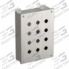 HAMMOND Push Button Enclosure: 22mm, 12 Holes, 316 Stainless Steel, NEMA 3R/4/4X (MPN 1435MS16O). Key specifications — Brand: HAMMOND; Environments & Applications: Washdown-Corrosion-Resistant.