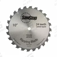 SAWSTOP Circular Saw Blade: 10 in Blade Dia., 24 Teeth, 0.12 in Cut Wd, 5/8 in Arbor Size, Ripping (MPN BTS-R-24ATB). Key specifications — attr1116119: SAWSTOP; attr1145631: Wood.