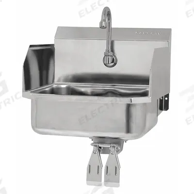 SANI-LAV Hands-Free Sink: 1 Stations, 5 in Bowl Dp, 14 in Bowl Lg, 11 in Bowl Wd - One-Station Wall-Mounted Hand Sinks with Faucets