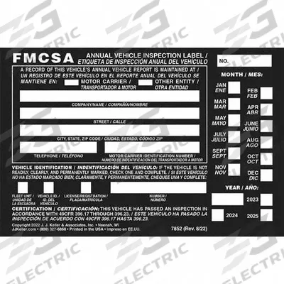 JJ KELLER Vehicle Inspection Label: Carbonless, Annual Vehicle Inspection Label, 1-Ply - All-Type Vehicle Inspection Labels
