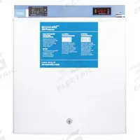 ACCUCOLD Freezer: Tabletop, 1.4 cu ft, -25°C to -10°C, Manual Defrost Method, 17 5/8 in Overall Dp (MPN FS24LMED2). Key specifications — Defrost Method: Manual; Brand: ACCUCOLD; Door Hinge: Right.
