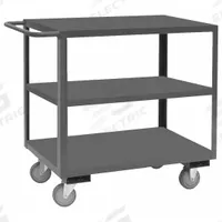 APPROVED VENDOR Utility Cart: 1,200 lb, 30 in L x 18 in W Shelf, 3 Shelves, Gray, Flat (MPN RSC-1830-3-ALD-95). Key specifications — Caster/Wheel Configuration: (2) Swivel; Brand: APPROVED VENDOR; Caster Wheel/Tread Material: Polyurethane.