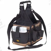 CLC Tool Tote: 8 in W x 8 in D x 16 in H, Black, Polyester, 25 Pockets, 9 Inside Pockets, Polyester (MPN 1526). Key specifications — Color: Black; Brand: CLC; Material: Polyester.