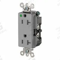 LEVITON Plugs and Receptacles: Hospital Grade, Duplex, 5-20R, Gray, 125V AC, 20 A, 2 Pole / 3 Wire (MPN 16362-SGG)
