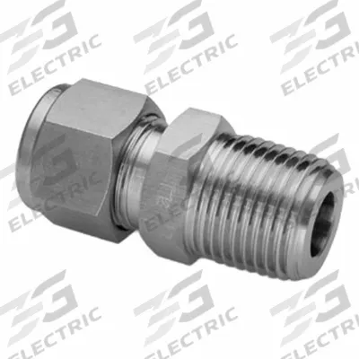 HAM-LET Compression Fitting Adapter: 3/8 in OD x 3/8 in Pipe Fitting Size - Double-Ferrule Stainless Steel Fittings