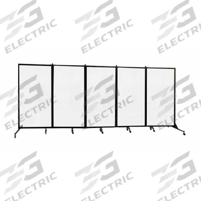SCREENFLEX Room Divider: 5 Panels, Transparent, Clear Panel, 74 in Overall Ht - Plastic Portable Room Dividers