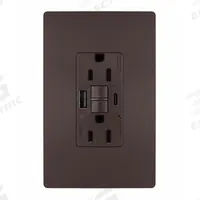 USB Receptacle: Duplex, 5-15R, 2 USB Ports, USB Type A/C, Dark Bronze, 125V AC, 15 A, GFCI (MPN 1597TRUSBACDBC4). Key specifications — Brand: LEGRAND.