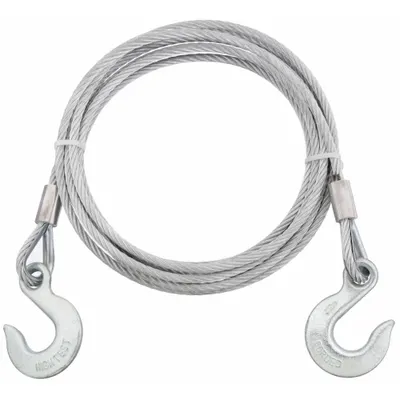 DAYTON Emergency Tow Cable: 5/16 in Overall Hook Size, 20 ft Overall Lg - Tow Cables