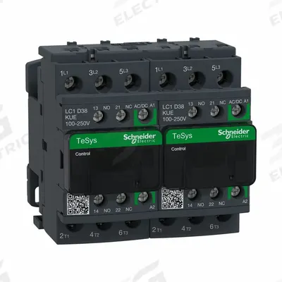 SCHNEIDER Magnetic Contactor: Reversing, 3 Poles, 3NO Contacts, 38 A - Reversing IEC Contactors