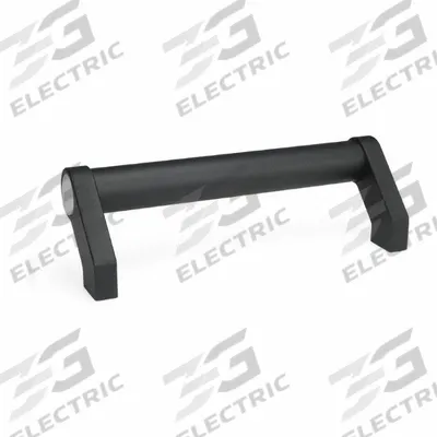 JW WINCO Pull Handle: Threaded Holes, Aluminum, Black, 7 in Mounting Hole Center to Center - Load-Rated Angled-Leg Tubular Pull Handles