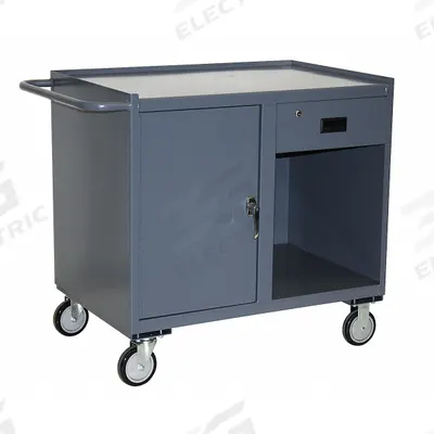 JAMCO Mobile Cabinet Workbench: 42 in x 27 in, Steel, 1,400 lb Overall Load Capacity - Mobile Cabinet Benches with Open Storage, Drawers & Shelves