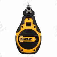 DEWALT Chalk Line Reel: 4:1, 100 ft Line Lg, Black/Yellow, 1.8 oz Fill Wt, Turn Cap Door, Red (MPN DWHT48333RC). Key specifications — attr1270037: 4:1; attr1270064: DEWALT; attr1270067: Nylon; attr1270076: Plastic.