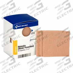 FIRST AID ONLY Moleskin: Plastic, 2 in Unit Lg, 1 7/8 in Unit Wd (MPN FAE-6033). Key specifications — Manufacturer Part Number: FAE-6033; Material: Plastic; Brand: FIRST AID ONLY.