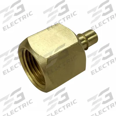 MEM-CO Barbed Fitting Adapter: 1/8 in Pipe x 5/32 in ID Size, FBSPT x Barbed, Brass - Nickel-Plated Brass Barbed Tube Fittings