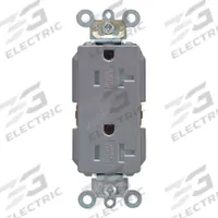 LEVITON Receptacle: Decorator Duplex, 5-20, Gray, 125V AC, 20 A, 2 Pole / 3 Wire (MPN TDR20-GY)