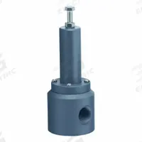 PLAST-O-MATIC Adjustable Back Pressure Relief Valve: PVC, FKM, 1/2 in x 1/2 in, FNPT x FNPT (MPN RVT050V-PV). Key specifications — Brand: PLAST-O-MATIC.