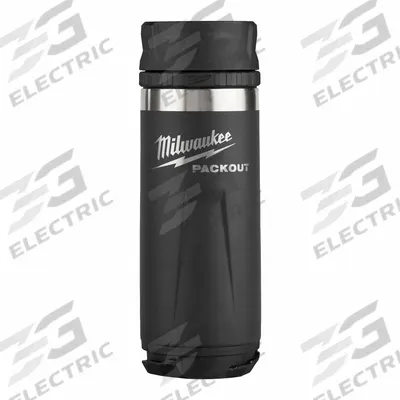 MILWAUKEE Insulated Mug: 18 oz Capacity, Black, Stainless Steel, 9 in Overall Ht - Insulated Stainless Steel Water Bottles