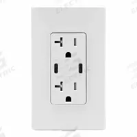 USB Receptacle: Decorator Duplex, 5-20R, USB Type C, White, 125V AC, 20 A (MPN T5836-W). Key specifications — Brand: LEVITON.