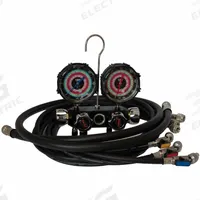 BLACKMAX Refrigerant Manifold Set: 4 Valves, 3 Hoses, Series Blackmax, 3 1/8 in Gauge (MPN MV4A4P5AZ). Key specifications — Product Type: Manifold Gauge Set; For Refrigerant Type: R-410A; Brand: BLACKMAX; Gauge Boots: Yes; Sight Glass: Yes.