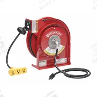 REELCRAFT Extension Cord Reel: Ratchet Lock, 50 ft Cord Lg, 16 AWG, SJEOOW, 5-15R Cord Lg, 5-15P (MPN L 4050 163 9). Key specifications — Retractable Cord Ending NEMA Configuration: 5-15R; Feeder Cord Ending NEMA Configuration: 5-15P; Brand: REELCRAFT.