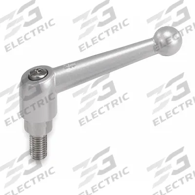 KIPP Adjustable Handle: Zinc w/ Steel Thread, 1/2"-13 - Ball-Style Adjustable Handles with Threaded Stud