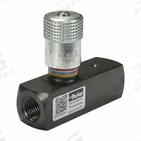 PARKER Flow Control Valve: 3 gpm Max Flow Rate, 1/8 in NPT, 1/8 in NPT, 5,000 psi Max Pressure (MPN F200S). Key specifications — attr1018158: Manual; attr1018114: Rotary Knob; attr1018116: Steel; attr1018117: PARKER; attr1018137: Two-Way.