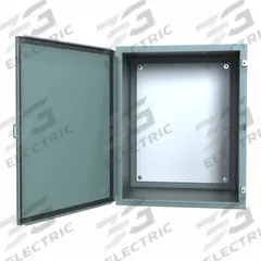 HAMMOND Electrical Enclosure: Steel, 30 in x 24 in x 20 in, NEMA 12/13, w/Panel, Solid Cover, Hinged (MPN 1418K20). Key specifications — Brand: HAMMOND; Closure Method: Clamps; Knockouts: Not Included.