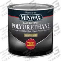 MINWAX Finish: Varnish, Interior, Oil, 0.5 pt Container Size, Wood, Semi-Gloss, Clear, Clear (MPN 230054444). Key specifications — Brand: MINWAX; Transparency: Clear; Use Location: Interior; Sheen: Semi-Gloss; Color: Clear; Resin Type: Polyurethane.